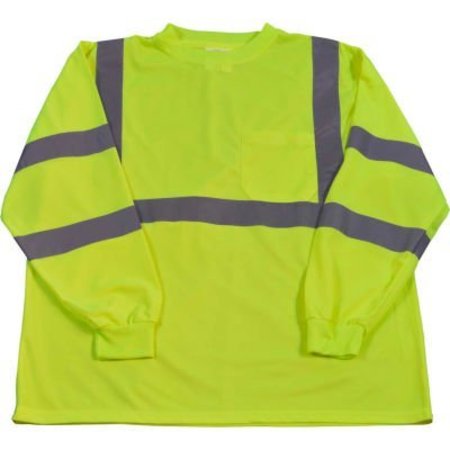 PETRA ROC INC Petra Roc Long Sleeve T-Shirt, ANSI Class 3, Polyester Birdseye Mesh, Lime, 4XL LTSL3-4X